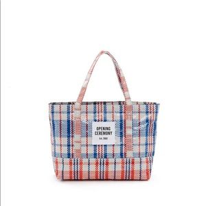 Opening ceremony SMALL PLAID TOTE BAG